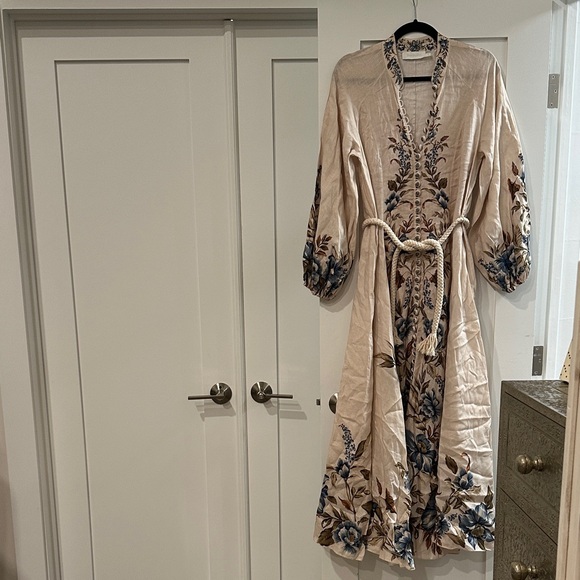 Zimmermann | Dresses | Zimmermann Aliane Blue Floral Linen Dress | Poshmark